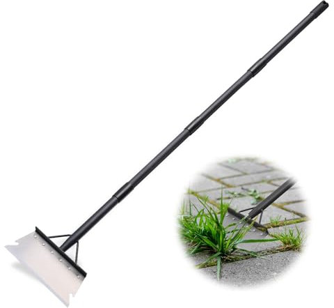 Pala de Jardín Multifuncional con Largo Mango 148 cm, Pala Plana de Acero raspador de jardín para Malas Hierbas y Musgo, Pala de Limpieza de JardíN para Plantas, Palear Nieve, Limpiar Granjas