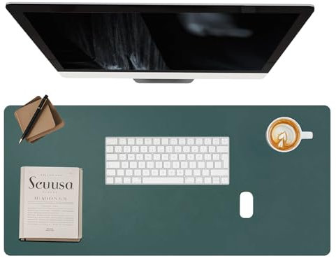 60×30 cm Schreibtischunterlage Laptops Leder PVC Tischunterlage Rutschfestes Wildleder Mauspad Schreibblock Schöne Farbe Glatt Leicht zu Reinigen Home Office (Pfauengrün)