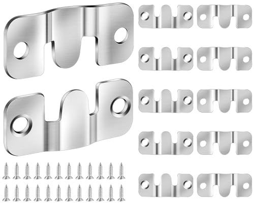 Caianwin Lot de 12 crochets de suspension pour cadre photo robustes en acier inoxydable - Emboîtables pour photo, miroir et support mural - 44 mm x 19 mm