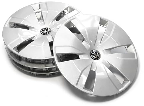 Volkswagen Copricerchi Originali, 40,6 cm (16 pollici), Plastica Resistente agli Urti, Argento, per Cerchi in Acciaio, Set da 4, 7TG071456