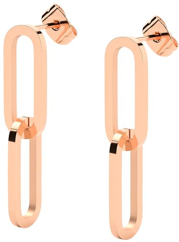 THIORA 'Island Links' Ohrringe Roségold Damen | Edelstahl 18kt Rosé Hängende Ohrstecker