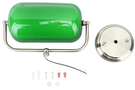 Pilipane Lampada da parete del banchiere verde vintage per le pareti interni Switch a catena tira ad angolo regolabile Iron Green Glasshade Green Glass per soggiorno camera da letto