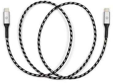 Volkswagen 000051446CD Premium - Cavo di ricarica USB-C a USB-C, 50 cm, con logo VW illuminato, colore: Nero