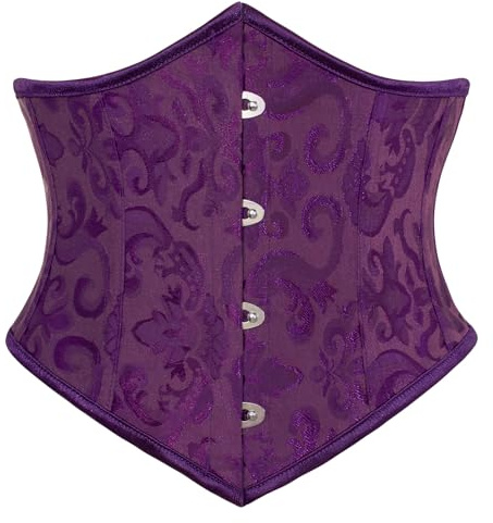 SCARLET DARKNESS Ladies Vampir Bustier Corset Vintage Retro Waist Trainer with Fishbone Dark Purple Jacquard 18