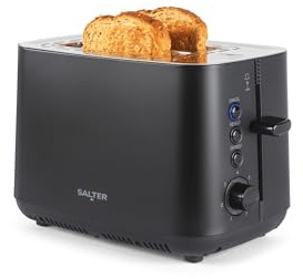 Salter Kuro 2-Slice Toaster – High-Lift Eject, 7 Browning Levels, Defrost/Reheat/Cancel Functions, Removeable Crumb Tray, Wide Slots, 925W Power, Self-Centring Function, Modern Design, Black