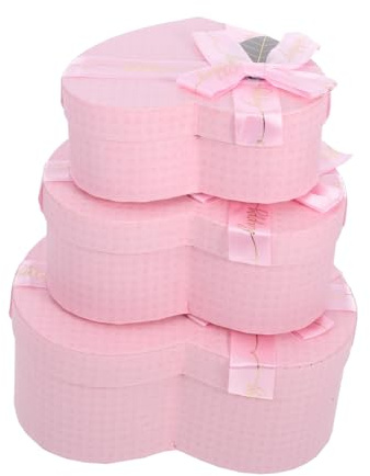 KOMBIUDA 3 St Hjärtformade Presentaskar i Papper med Lock Mångsidiga för Tillfällen för Valentines Födelsedagar och Festliga Gåvor Dekorativa Små Askar för Godis och Presenter