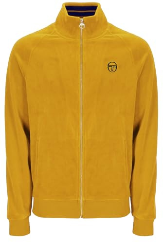 Sergio Tacchini Track Jacket Mens Velour Court Track Top in Arrowwood Yellow (UK, Alpha, L, Regular, Regular)
