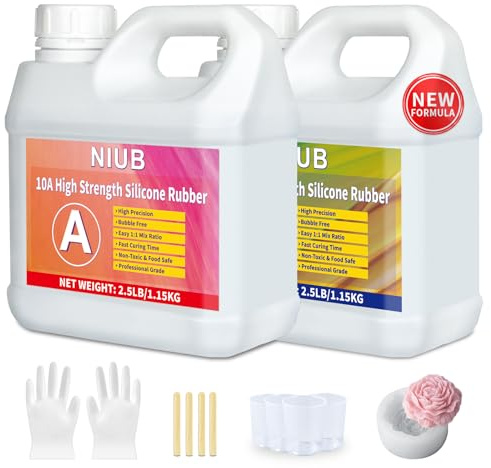 NIUB Silicona para moldear, 2,5 kg de silicona líquida, silicona de grado alimenticio 10A, silicona apta para alimentos, fundición de silicona, fácil liberación del molde, baja viscosidad, silicona