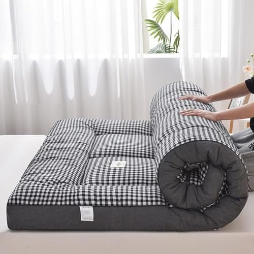 Japansk golvfutonmadrass, bärbar rullbar sovdyna, vikbar gästcampingmatta för komfort och bekvämlighet, grå, 200 x 220 cm