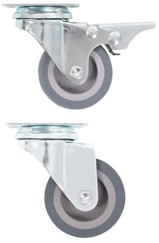 Augerlite 24 st. styrhjul 50 mm TPR-gummi med zinkbelagd järnram 12 med broms för verkstad, transportvagn och lagerdrift ljudlös, stöttålig, golvvänlig