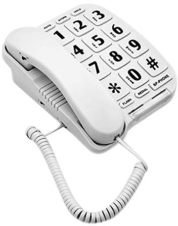 HePesTer P-011 Big Button Corded Phone for Elderly, Amplified Phone for Seniors, Home Telephone Landline with Large Keys Desk Phone with Handsfree Speaker Works in Power Outage for SOS Emergency