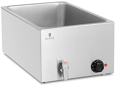 Royal Catering RCBM_GN1/1 Bain-marie Chauffe-plat Bain-marie professionnel 600 W GN 1/1 Sans Bac Robinet De Vidange