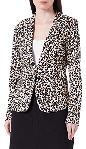 ICHI IHKATE PRINT BL12 Damen Blazer Kurzblazer Jacke gemusterter Ein-Knopf-Blazer mit Stretch und Reverskragen, Größe:M, Farbe:Leo Mix 1 (201751)