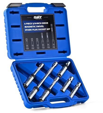 OMT 6pc 3/8 Drive Spark Plug Socket Set with Swivel and Thin Wall