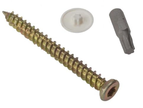24 X 7.5mm x 132mm Door & Window Concrete Frame Screws with Caps & Torx Bit