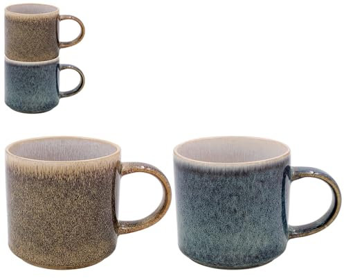 Lesser & Pavey Elements Reactive Glaze Mugs Set of 2 | Stylish Tableware for Home Use | Coffee Cups for Every Occasion | Ideal Mens and Birthday Gifts - LP73791, Mottle