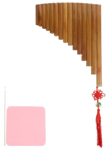ibasenice Bamboo Pan Flute Wind Instruments Educational Pan Flute for Musical Instrument at School Cleaning Rod and Cloth Design