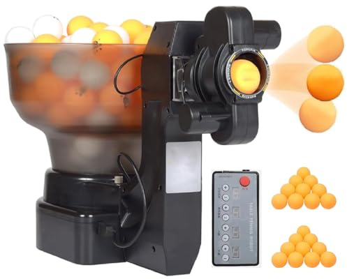 Robot da ping pong, lanciatore automatico di palline con telecomando, 36 rotazioni, capacità di 110 palline per allenamento domestico, principianti e giocatori avanzati