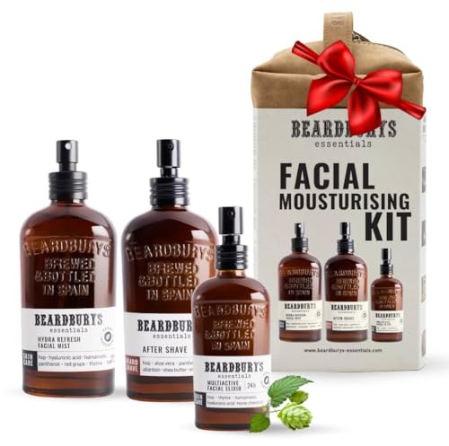 Beardburys Essentials Pack Cuidado Facial Hombre Diario Skincare (Facial Mousturising Kit)