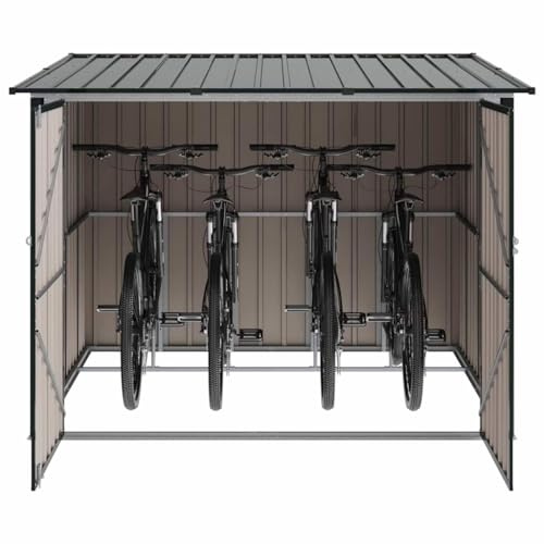 vidaXL Abri de vélo 3 pcs Anthracite 215 x 206 x 157 cm Métal, Jardin et terrasse, Rectangulaire, Moderne, Durable, Design Sympa pour espaces extérieurs, Entretien Facile, Look Contemporain