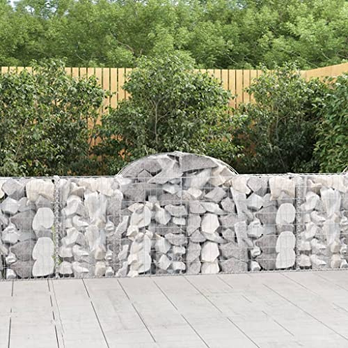 Fioriera rialzata in acciaio corten, gabbioni con arco alto, 6 pezzi, 200 x 30 x 80/100 cm, ferro zincato per giardino, verdure rampicanti, fiori, montaggio semplice