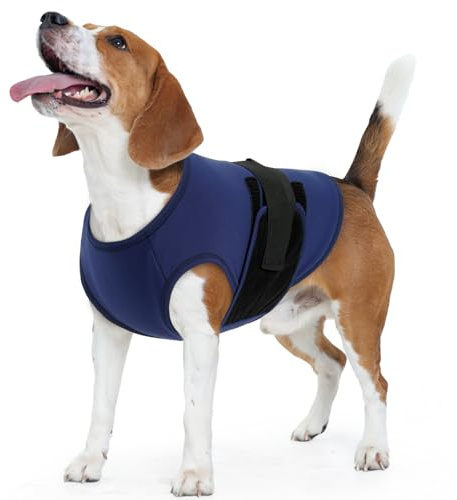 IECOii Chaleco calmante para perros para la ansiedad, ajustable y elástico, para separación de tormentas, alivio del estrés por ruido fuerte, chaqueta calmante transpirable para perros, azul oscuro