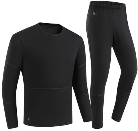 Genérico Chaqueta y Pantalón Térmico Inteligente con Calefacción Eléctrica Recargable para Clima Frío Ropa Interior para Hombre Conjunto de Vestir Casual (Black, XL)