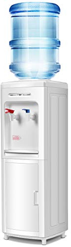 Giantex Top Loading Water Cooler Dispenser 5 Gallon Normal Temperature Water and Hot Bottle Load Electric Home with Storage Cabinet, White