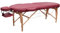 Zen Oval Massageliege klappbar, mobil - stabile Massagetisch, Kosmetikliege, Tattoo Liege aus Holz, Massagebank Behandlungsliege inkl. Tasche, Armlehne, Alu-Kopfstütze für Physiotherapie Weinrot