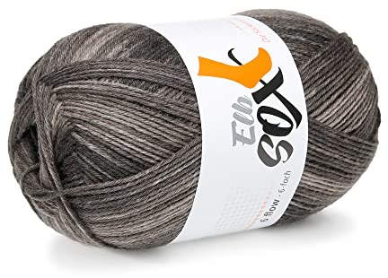 ElbSox - 6 flow - color / 6fach Sockenwolle - Schurwolle Mischung - 150g Sockenwolle - Lauflänge ca.375m - Nadelstärke 3-4 - Farbe 002 - Braun Dégradé