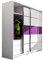 Furniture24 Kleiderschrank DUBAJ Schlafzimmer 2 Türiger Schwebetürenschrank Schrank mit Kleiderstange 6 Einlegeboden und 3 Schubkästen Weiß/Lila Glas