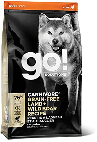 Go! Solutions Carnivore Lamb + Wild Boar Grain-Free Dry Dog Food, Our Highest-Protein Kibble Made with Real Meat, Pumpkin & Probiotics for Good Digestion, for Puppies, Adults & Seniors, 3.5 lb Bag