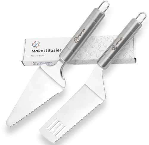 Pie Server Spatula and Cake Cutter Slicer, Stainless Steel Set - Kitchen Essentials for Cutting & Serving Desserts, Brownies, Lasagna