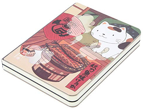 Taccuino Mini Copertina Dipinta a Mano Tema Cibo Gatto, 224 Pagine Carta 100gsm Carta Spessa, Blocco Appunti Tascabile 10x14cm Portatile con Rilegatura a Colla per Schizzi Ricette Diario Viaggio