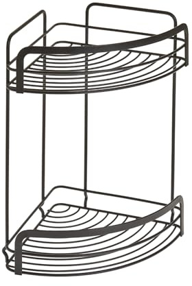 Metaltex Origin 2-Tier Corner Shelf – Wall-mounted Bathroom Storage Rack for Shower Essentials and Bath products - Touch-Therm Lava, 30 x 20 x 20 Centimeters