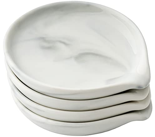 Spoon Rest,Ceramic Spoon Rest for Kitchen Counter Dishwasher Safe Marble Decor Spoon Holder for Kitchen,3.5 Inches