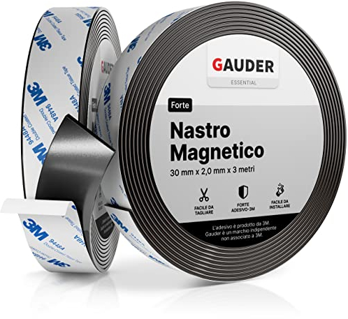 GAUDER Magnetic Tape Self Adhesive | Magnet Strips with Adhesive Backing | Sticky Back Magnet Roll (30 mm x 3 m)