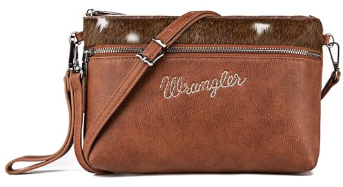 Wrangler Clutch Wristlet Purse Western Sac à bandoulière pour femme, Brun vache