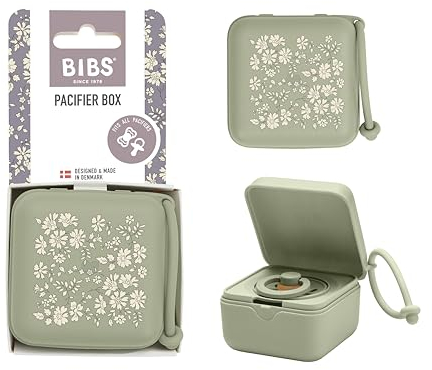 BIBS Liberty Schnulleretui mit Schlaufe, zum Aufbewahren und Transportieren von Nuckeln, bietet Platz für drei Beruhigungssauger, 100% BPA-freies Material. Hergestellt in Dänemark