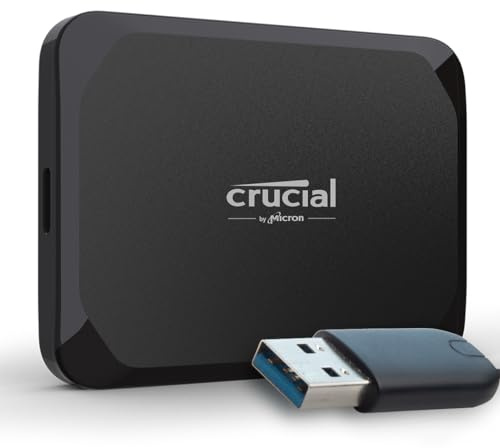 Crucial X9 2To Disque SSD Externe Portable avec USB-A Adaptateur, Jusqu’à 1050Mo/s, Compatible avec PC, Mac, PlayStation et Xbox, USB-C 3.2 - CT2000X9SSD902