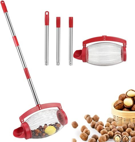 BYLUM Collecteur De Noix, Cueille Fruit avec Manche Telescopique, Rouleau Ramasse Noix Noisettes Fruit, Cueille Fruits, Outils Manuels D'extérieur Légers pour Pacanes, Châtaignes(Size:Side Pour)