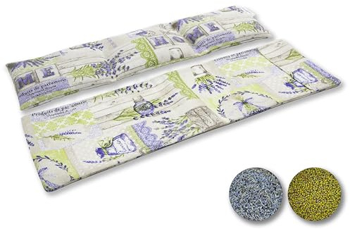 TERMOSAK Saco térmico de semillas de soja y lavanda, 45x14, cojín térmico microondas/congelador, compresa calor/frío, alta duración de producto. (006, 45x14+Funda)