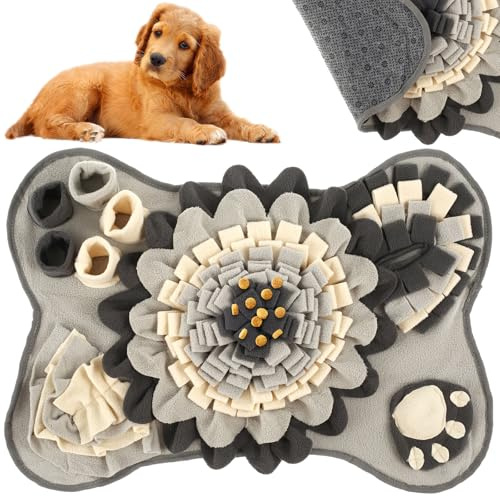Gatphy Snuffle Mat for Dogs, Interactive Dog Feeding Mat Pet Foraging Mat Encourages Foraging Skills and Slow Eating, Pet Snuffle Mat Dog Slow Feeder Mat for Small and Medium Dogs (Grey, 64x43cm)