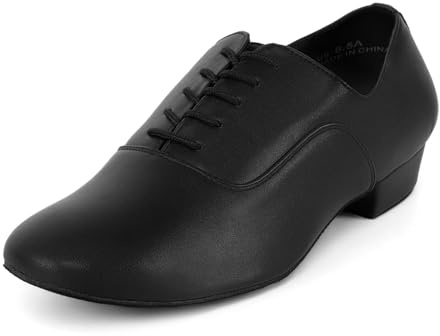 Asyusyu Zapatos de baile para hombre, color negro, estándar, para salsa latina, tango, línea de baile, negro mate, 40 EU
