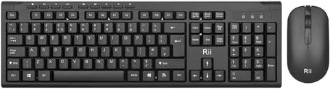 Rii Wireless keyboard and Mouse,Standard Full Size Wireless Keyboard and Mouse for Work Office Home UK Layout (Battery not Included)