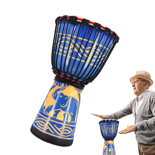 Bongo per bambini, 20,3 cm, intagliato a mano, di ispirazione africana, strumenti a percussione, decorazione artistica per lezioni di musica, attività, spettacoli