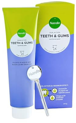 Nutrolin Teeth & Gums | Dual Action for Maximum Effect | Rich in Omega 3 and Seaweed | Gum Inflammation Support | Plaque and Tartar Control | Vitamin E | For Dogs & Cats | 200g