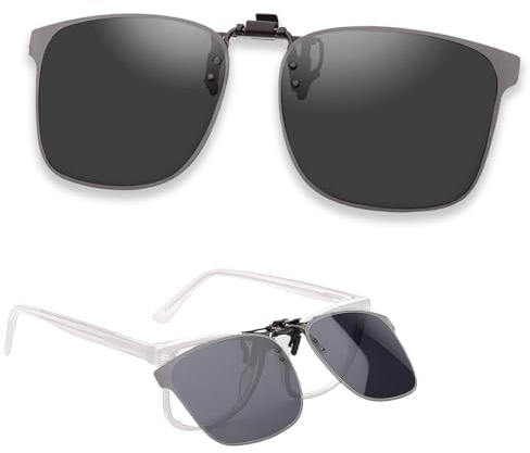 UroClysmic Lunettes de Soleil Polarisées à Clip UV400 Protection, Anti-Éblouissement, Idéales pour la Conduite, la Pêche et les Activités de Plein Air - Unisexes, Noire