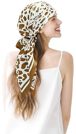 townssilk Foulard di seta 100% gelso da donna, 90 x 90 cm, certificato Oeko-Tex, lussuoso e liscio come setoso, foulard, accessorio quadrato alla moda, leopardo, 90x90cm