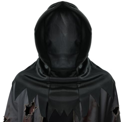 WEITAPYT Masque Visage d'Halloween Horror Party Mask Noir Masque avec Cagoule pour Costumes pour Adultes Unisexe Carnaval Cosplay Accessoire